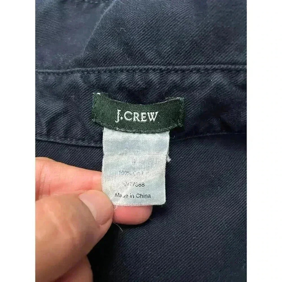 J.Crew Dark Blue Trench Dress Sz 4 - Button Up Long Sleeve Collared 100% Cotton - Picture 3 of 12